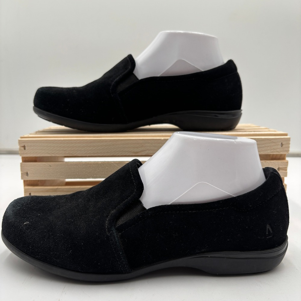 ABEO Womens Ayka Black Suede Comfort Slip On Loafers Walking Shoes Size 8